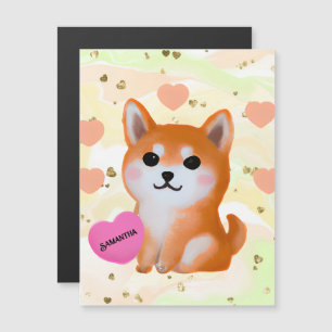 Carte Magnétique Coeurs Shiba Inu mignons   Pour Amoureux des chien