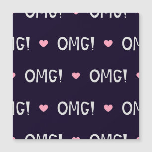Carte Magnétique Coeurs, texte OMG, motif mignon