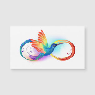 Carte Magnétique Colibri arc-en-ciel avec symbole Infinity
