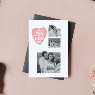 Carte Magnétique Collage Couple Photo & Câlins Et Bisous Cœur Rose