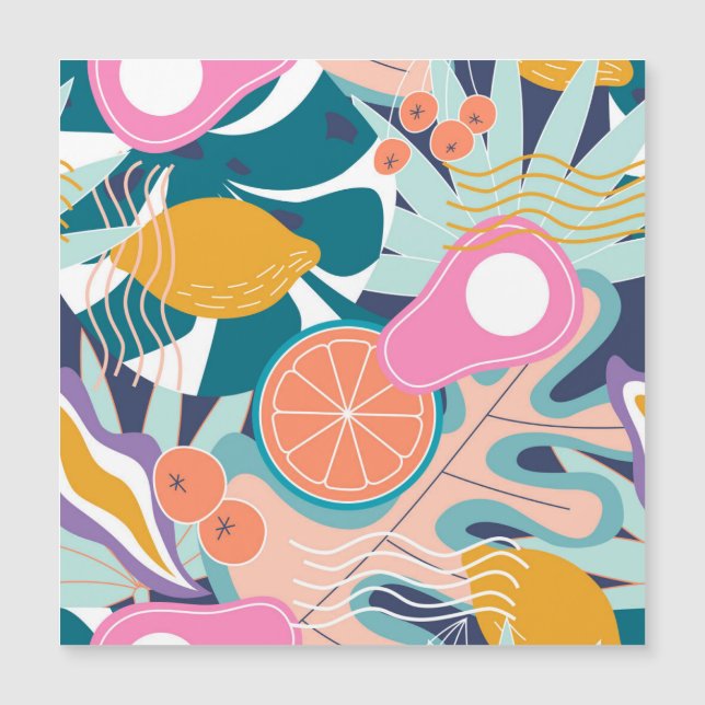 Carte Magnétique Collage de jungle exotique et moderne. (Devant)