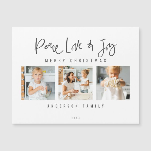 Carte Magnétique Collage de photos de Noël Joyeux Noël Paix Amour & (Devant)