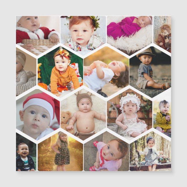 Carte Magnétique Collage de photos en forme d'hexagone (Devant)