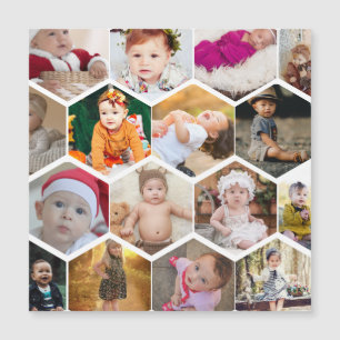 Carte Magnétique Collage photo Hexagon