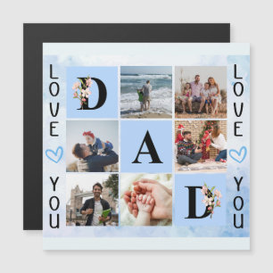 Carte Magnétique Collage photo personnalisé de Love You Dad - Perso