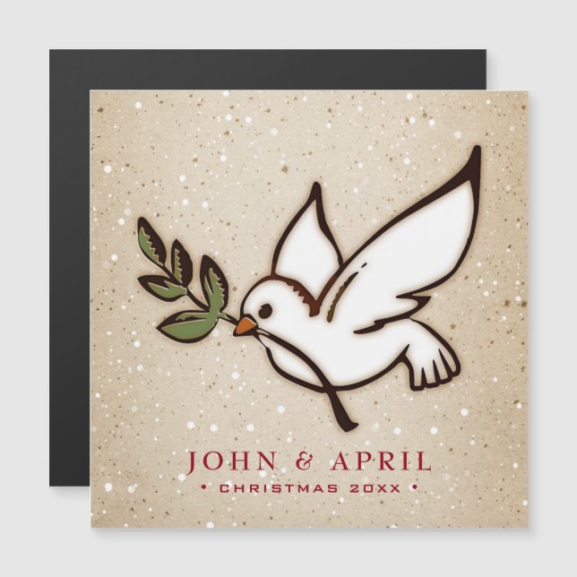 Carte Magnétique Colombe de Noël (Devant / Derrière)