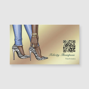 Carte Magnétique Concepteur de mode QR Code Glam Chic Gold Entrepri