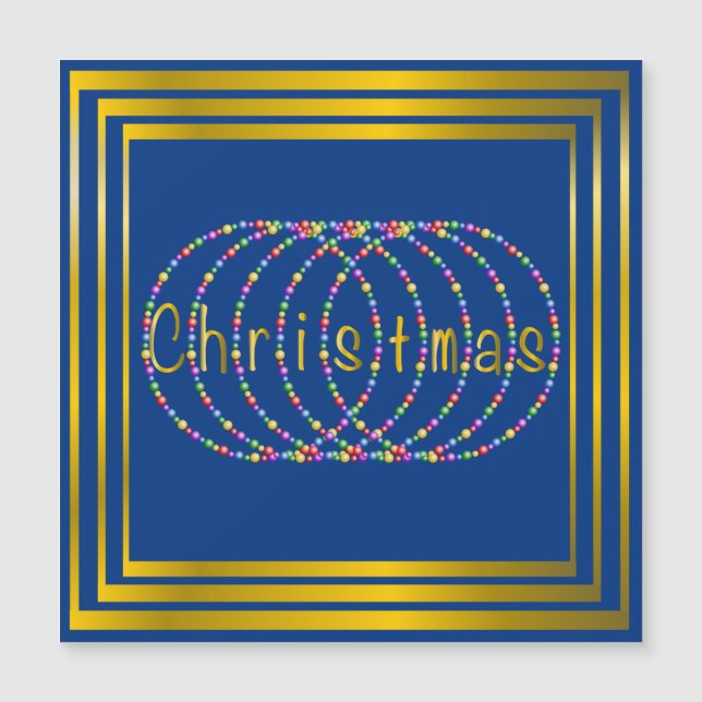 Carte Magnétique Conception de lumières de Noël sur le bleu avec de (Devant)