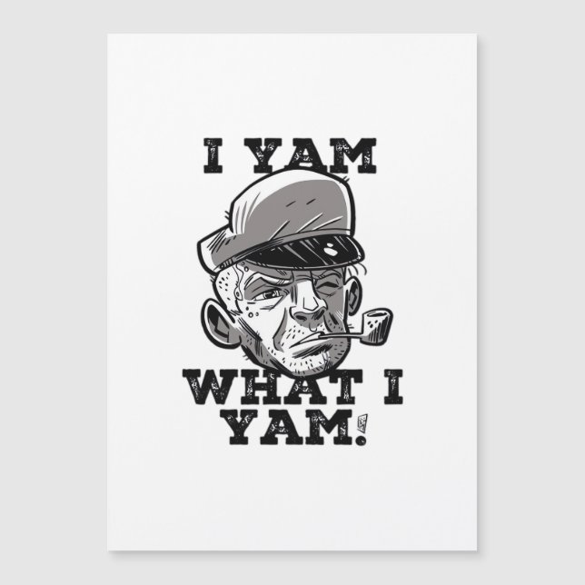 Carte Magnétique Conception de mème classique J'yam ce que j'yam (Devant)
