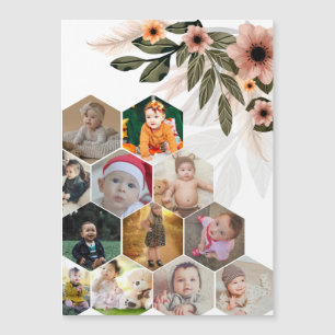 Carte Magnétique Concevez Votre Propre Collage De 12 Photos Florale