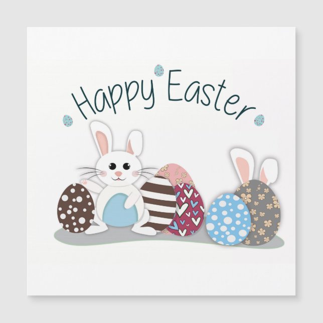 Carte magnétique Conejito Pâque « Happy Easter " (Devant)