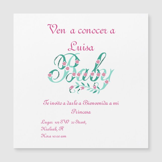 Carte Magnétique Conoce mi Bebe (Devant)