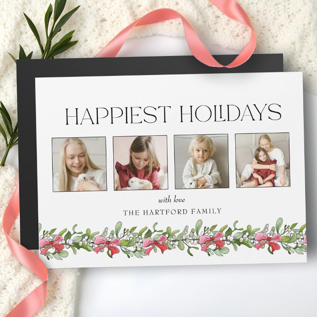 Carte Magnétique Coquette Bow Mistletoe Joyeuses Vacances 4 Photo (Créateur téléchargé)