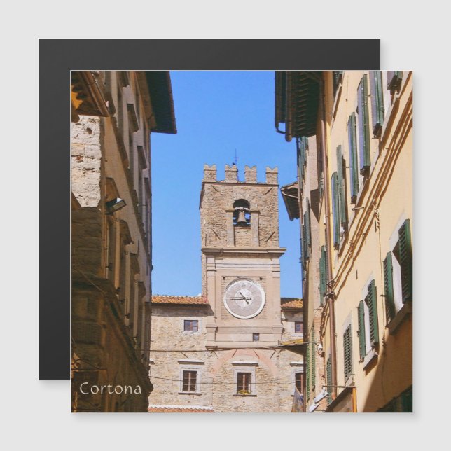 Carte Magnétique Cortona Toscane Italie (Devant / Derrière)