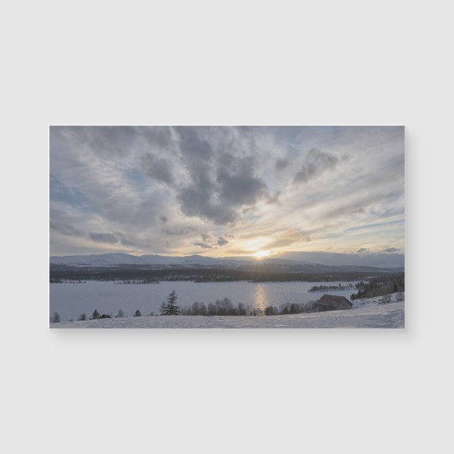 Carte Magnétique Coucher de soleil sur un lac gelé (Devant)