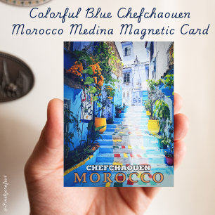 Carte magnétique couleur bleu Chefchaouen Médina