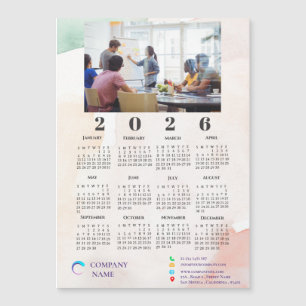 Carte Magnétique Couleur d'eau Cute Photo Company Logo 2022 Calendr