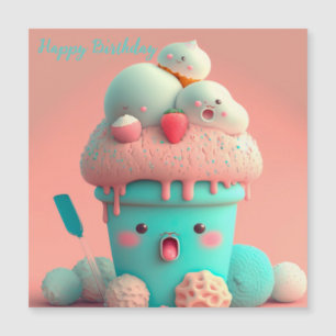 Carte Magnétique Coupe de crème glacée Kawaii