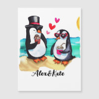 Couple de pingouin drôle, Animaux en amour