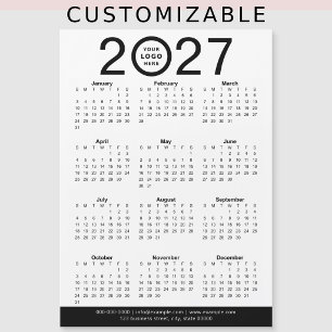 Carte Magnétique Créez votre propre calendrier de logo d'entreprise