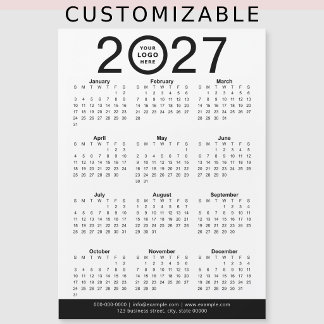 Carte Magnétique Créez votre propre calendrier de logo d'entreprise