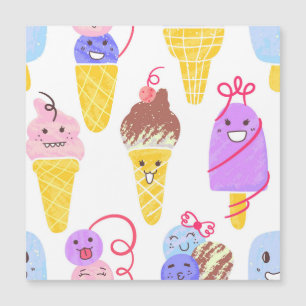 Carte Magnétique Crèmes glacées Kawaii, motif mignon et sans soudur