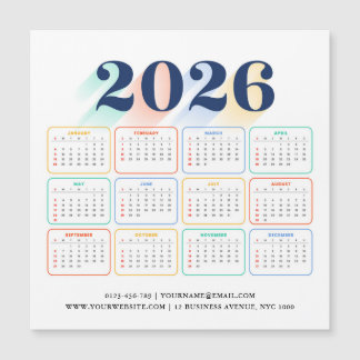Carte Magnétique Custom 2026 Magnetic Calendar – Modern & Elegant