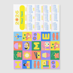 Carte Magnétique Customisé Cute and Happy Home Calender 2026