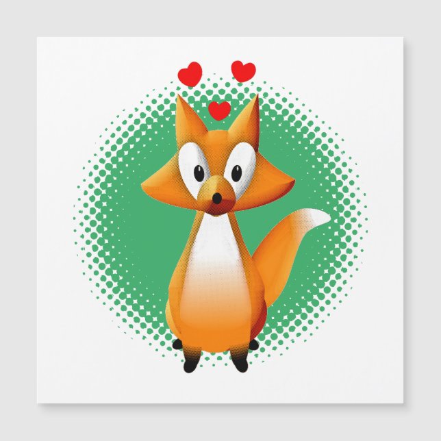 Carte Magnétique Cute animal caricature Fox (Devant)
