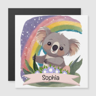 Carte Magnétique Cute Baby Koala Rainbow Nom personnalisé