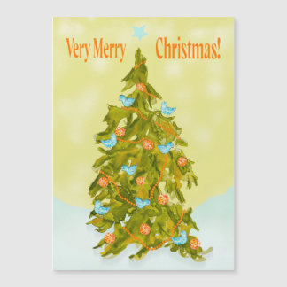 Carte Magnétique Cute Christmas Tree with Blue Birds