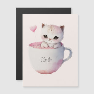 Carte Magnétique Cute Kitten avec Coeur de Balloon