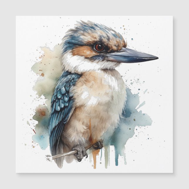 Carte Magnétique Cute Kookaburra sur une branche (Devant)
