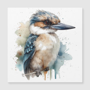Carte Magnétique Cute Kookaburra sur une branche peinte en aquarell