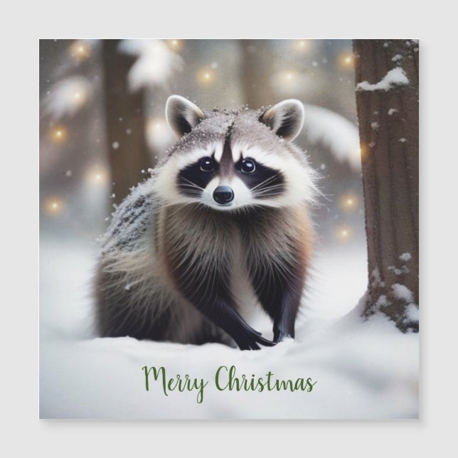Carte magnétique Cute Raccoon (Devant)