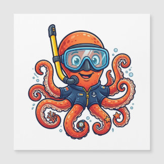 Carte Magnétique Cute Snorkeling Octopus - Ocean Explorer