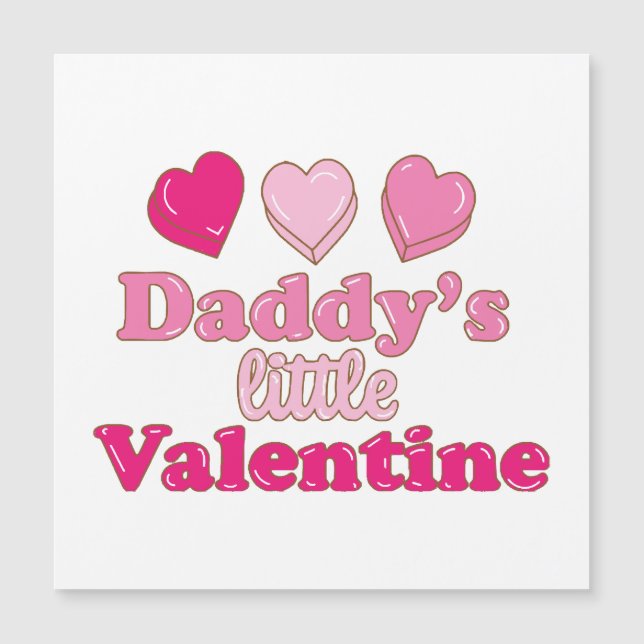 Carte Magnétique Daddy's Little Valentine design avec les coeurs (Devant)