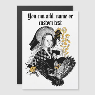 Carte Magnétique Dame et hibou nocturne