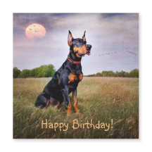Carte magnétique d'anniversaire Doberman Pinscher
