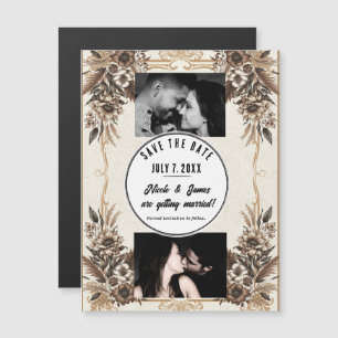 Carte Magnétique Date de mariage florale bohème élégante vintage