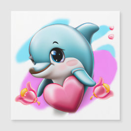 Carte Magnétique Dauphin de bébé mignon avec le coeur de Valentine
