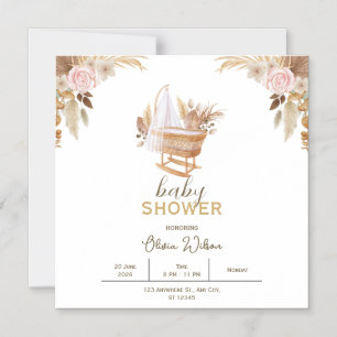 Carte magnétique de Baby Shower à motif floral aqu