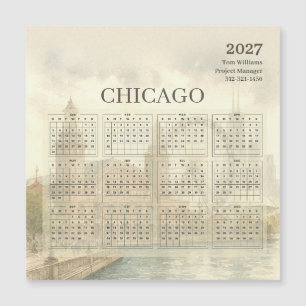 Carte magnétique de calendrier 2027 de l'horizon d