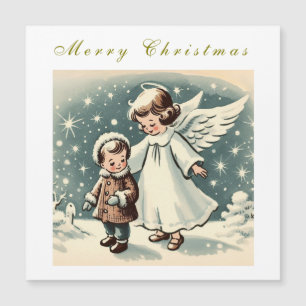 Carte magnétique de l'ange de Noël et de l'enfant