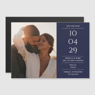 Carte magnétique de mariage moderne bleu marine po