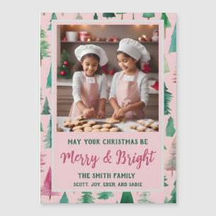 Carte Magnétique de Noël Arbre rose