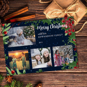 Carte magnétique de Noël avec collage de photos de