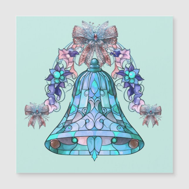 Carte magnétique de Noël Bell bleue (Devant)