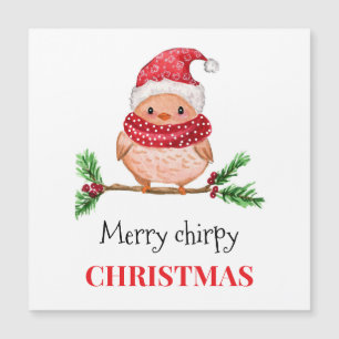 Carte magnétique de Noël oiseau joyeux et gazouill