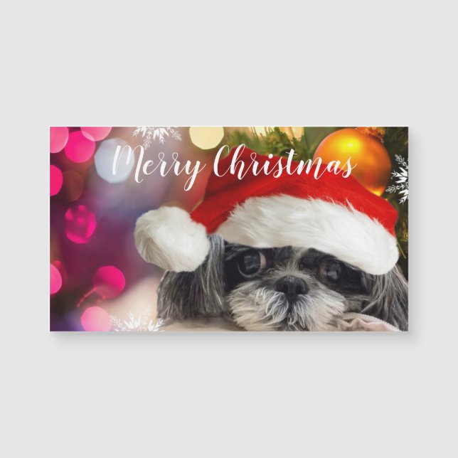Carte magnétique de Noël père Noël Shih Tzu (Devant)